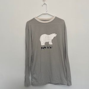 Men’s Size Large Long Sleeved Pajamas Shirt With Polar Bear  & “papa bear” text